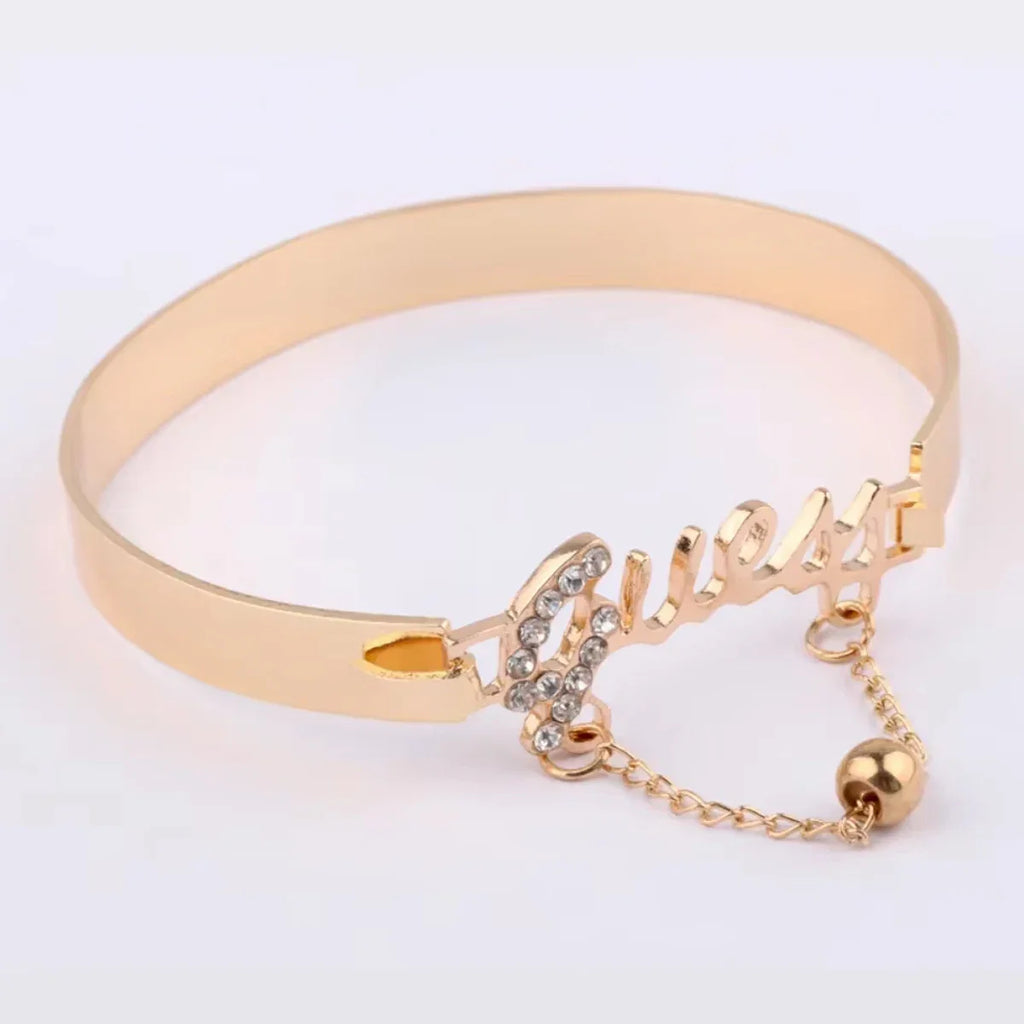 Women's Metal Bracelet Letter Design Chain Tassel Alloy Band Crystal Charm Hot Selling Jewelry Fashion Jewelry