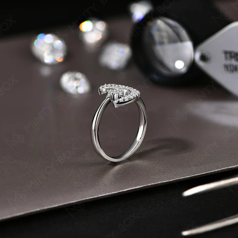 MINTYBOX 0.242CTW Star Moon S925 Sterling Silver Moissanite Rings For Women Lab Diamond Ring 18K Gold Plated Wedding Jewelr Gift