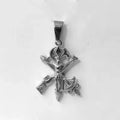 Trendy Jesus Cross Necklace - 18K Gold Plated Stainless Steel, Gun & Arrow Design for Men, Waterproof Religious Jewelry Gift