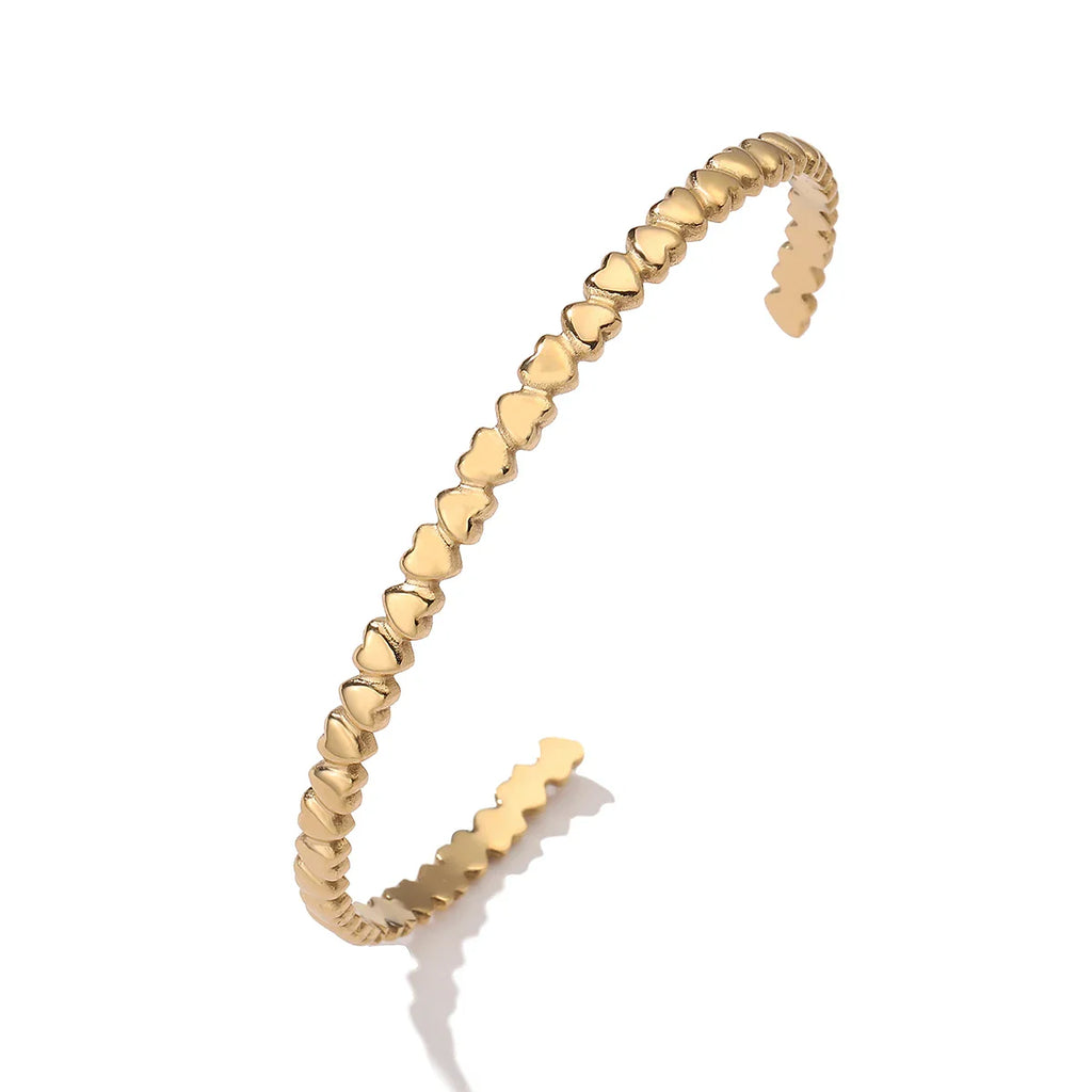 NEWBUY Hot Sale HigH Quality Gold/Silver Color Heart Bangles For Women Stainless Steel Party Jewelry