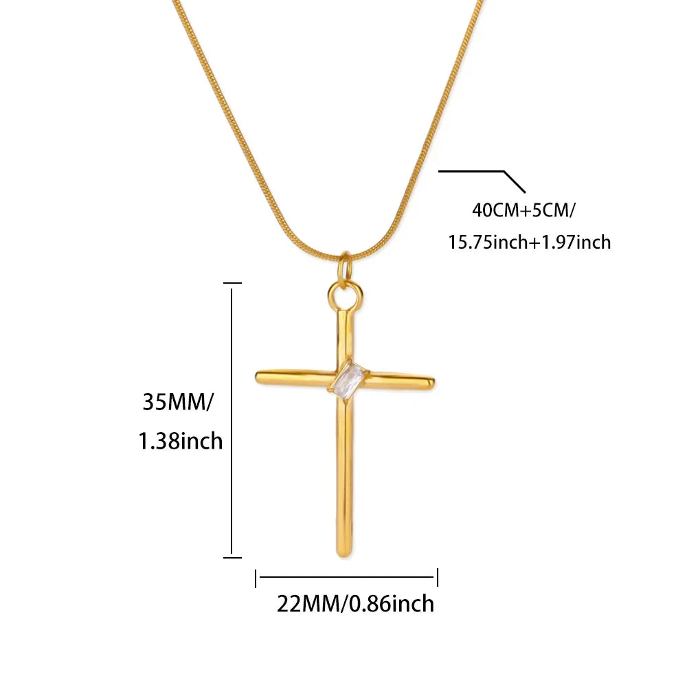Cross Goddess Pendant Necklace for Women Stainless Steel 316L Gold Color Necklace 2025 New Party Jewelry Aesthetic Accessories