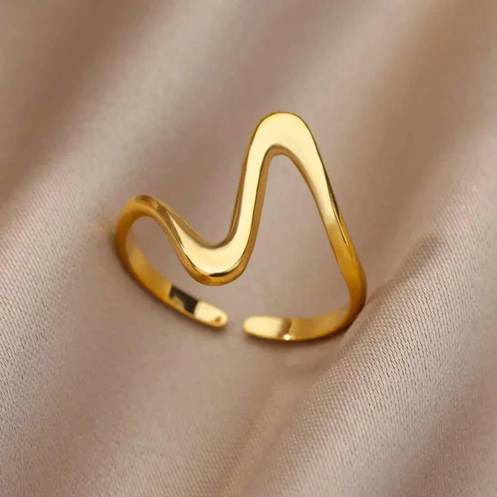 Gold Color Stainless Steel Multi Layer Rings for Women Hollow out Open Finger Ring Fashion Wedding Party Jewelry Gift 2024 New