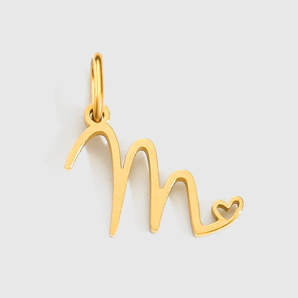 Personalized Stainless Steel Heart Alphabet Pendant DIY Accessories for Necklace Woman Men Jewelry Initials Birthday Gift A-Z