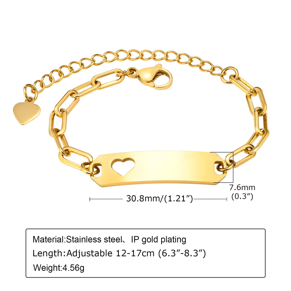 Personalized  Bracelet for Little Boy Girl,Stainless Steel Engraved Name Date  Son Daughter Mom Baptism Gift