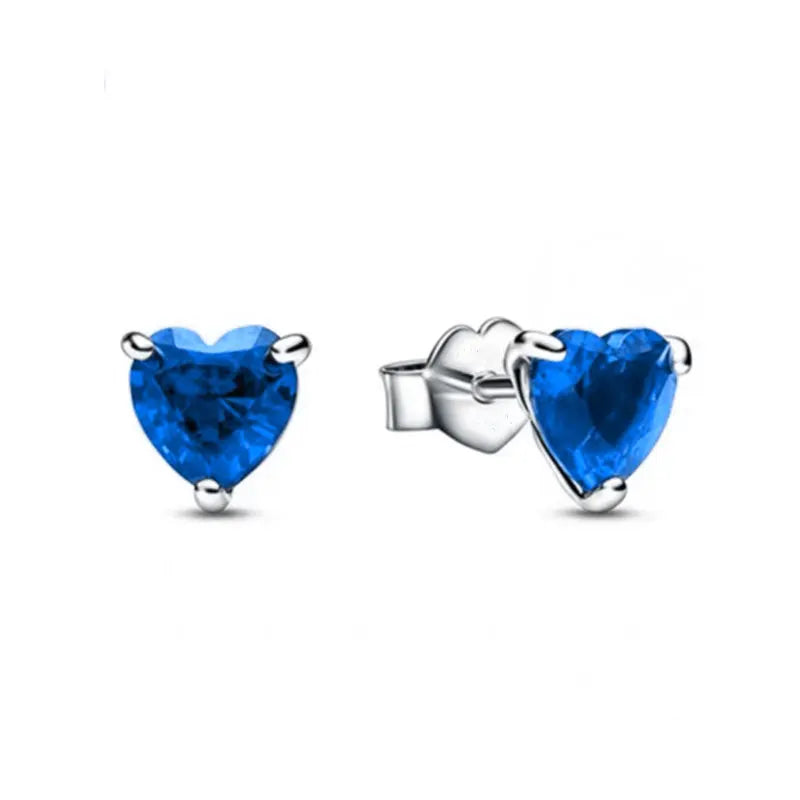 New S925 Silver Heart Stone Stud Earrings Suitable for Valentine's Day, Mother's Day, Anniversary Gift DIY Charm Jewelry