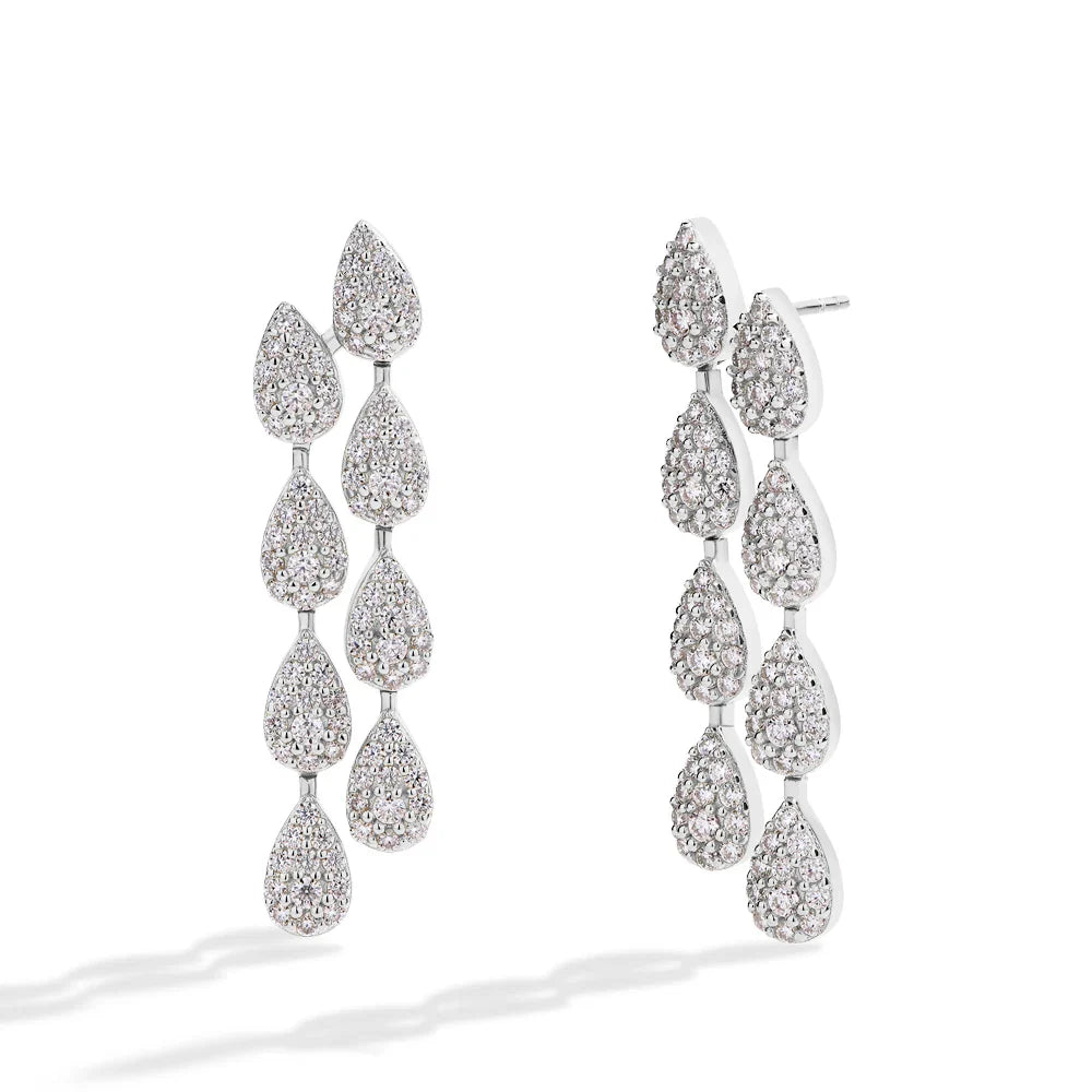 MINTYBOX S925 Silver 2.59ct Lab Diamond Moissanite Drop Earrings for Women 18k Gold Plated Leaves Dangle Wedding Earring Jewelry