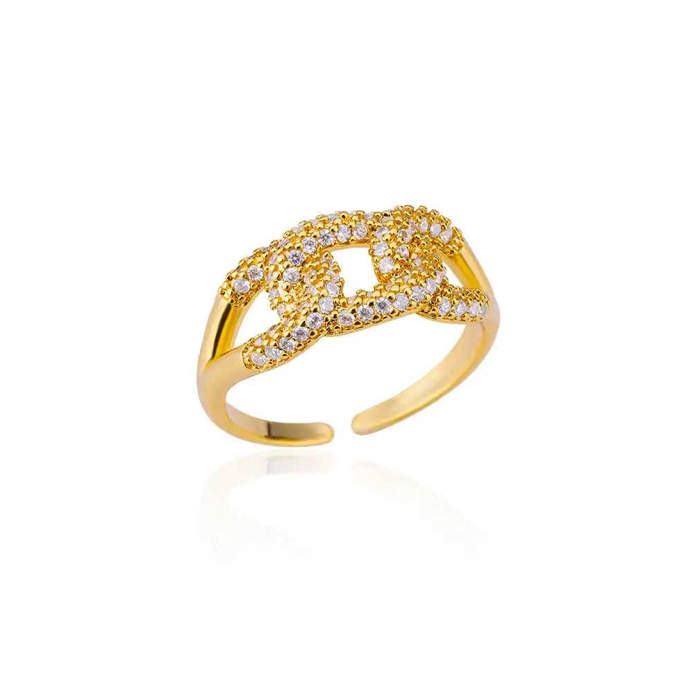 Zircon Bar Rings For Women Gold Plated Stainless Steel Bar Opening Ring 2023 Trending Luxury Wedding Aesthetic Jewelry anillos