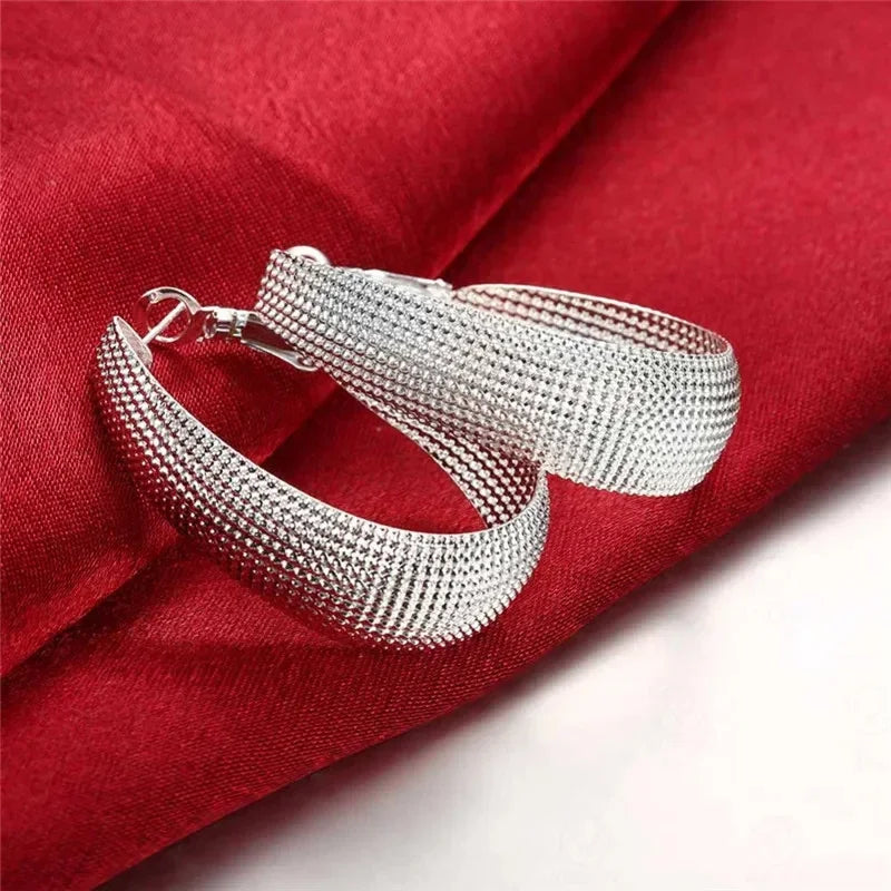 New 925 Sterling Silver Hoop Earrings For Women Wedding Gift Fine Europe Jewelry Christmas Gift Engagement Party