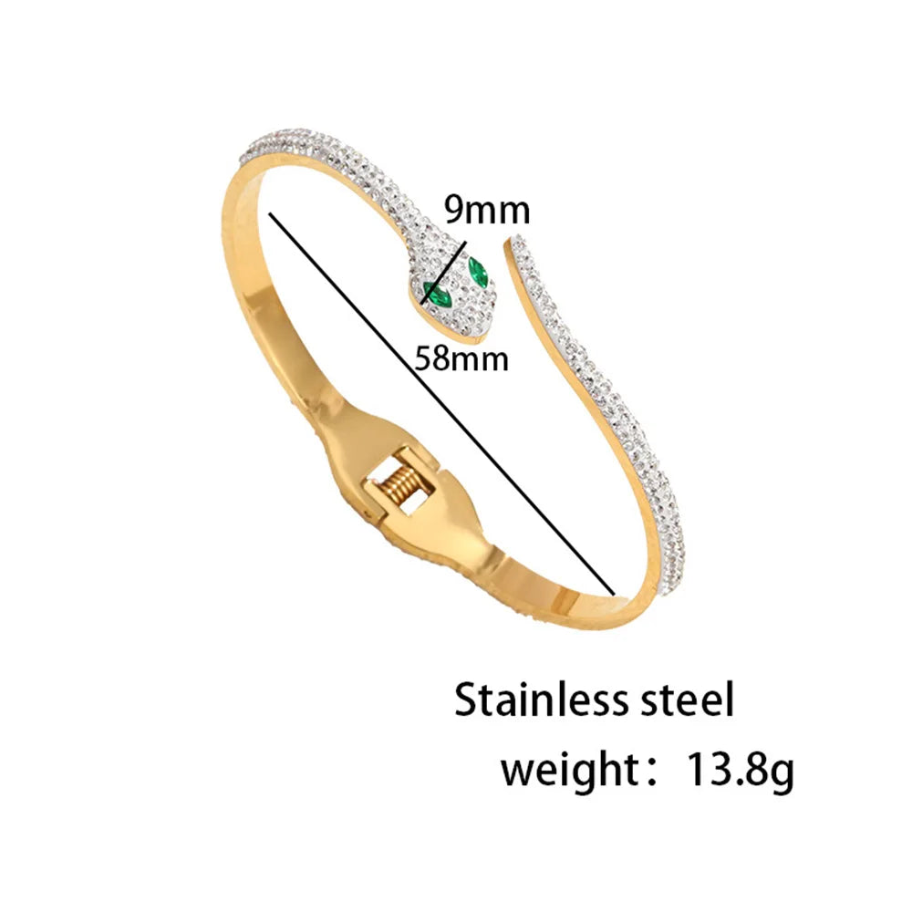 Classic stainless steel zircon enamel women's bracelet, high quality waterproof metal bracelet, wedding party jewelry