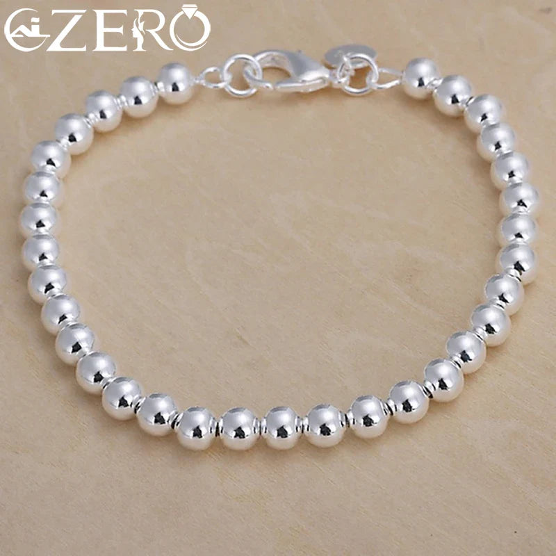 925 Sterling silver Bracelets fashion Jewelry charm women Chain lady wedding 6MM beads factory price