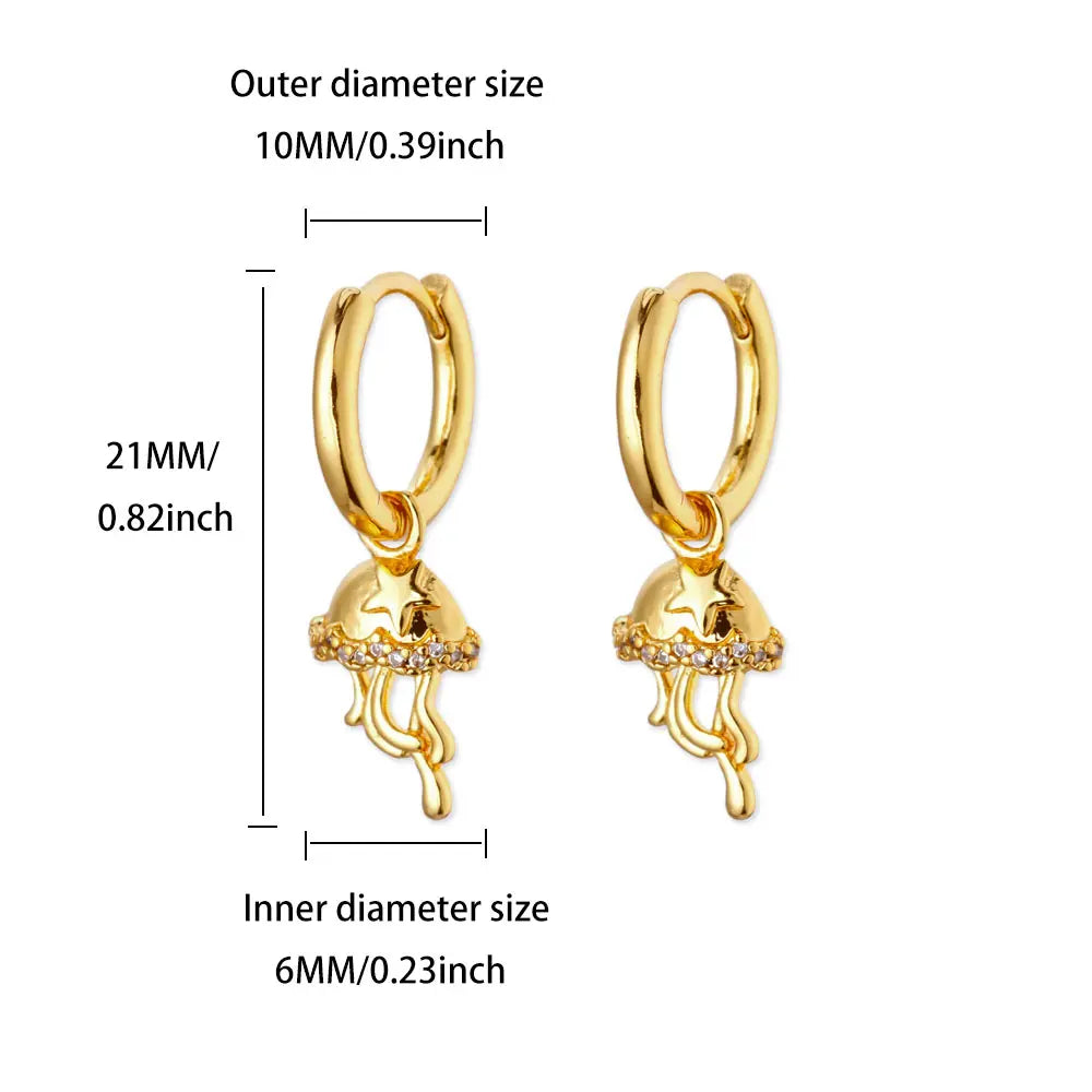 Geometric Hook Earrings For Women Stainless Steel Gold Color Jellyfish Dangle Drop Earrings 2025 Trend Piercing Wedding Jewelry