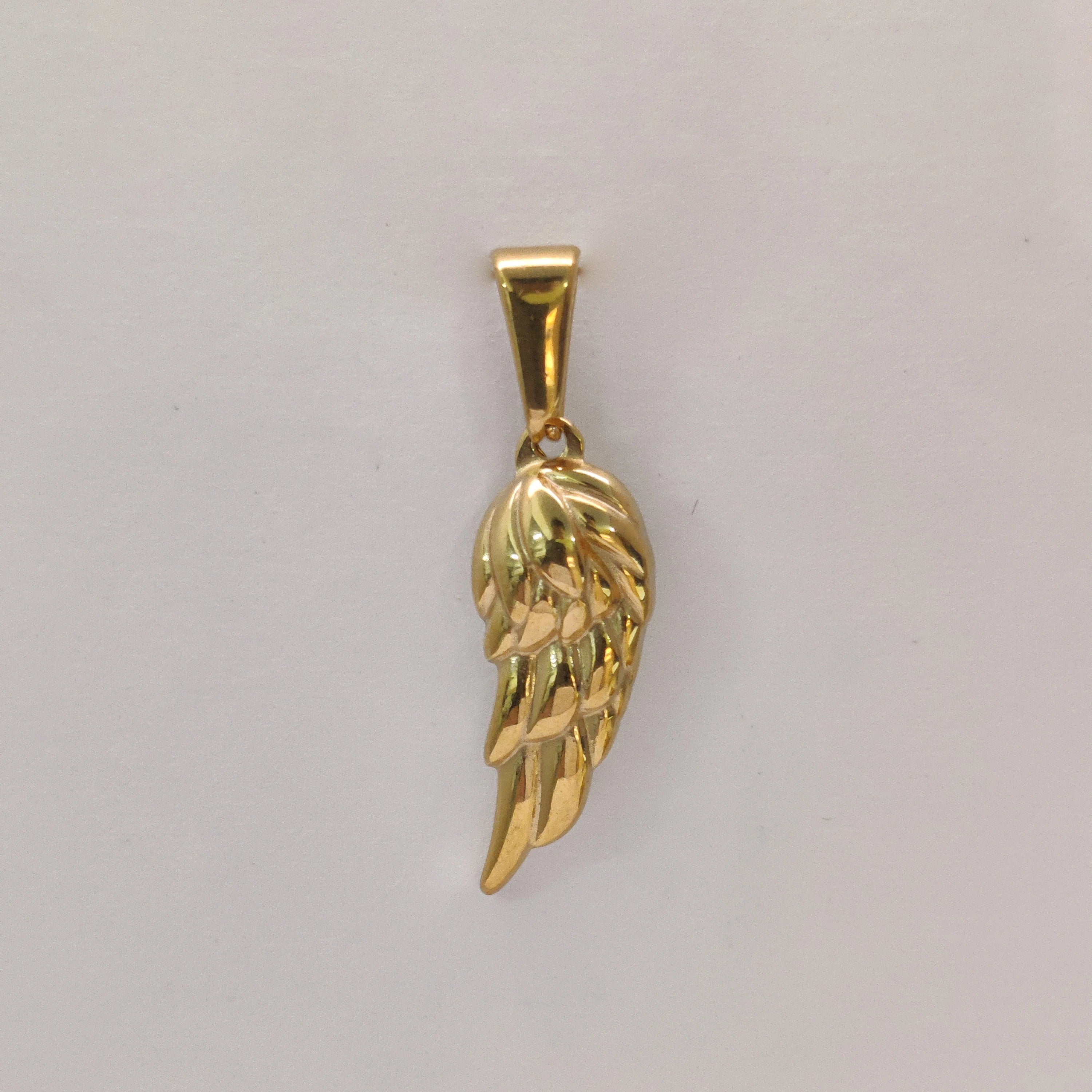 18K Gold Plated Angel Wing Pendant Necklace - Vintage Feather Design for Men, Stainless Steel Chain Jewelry Gift