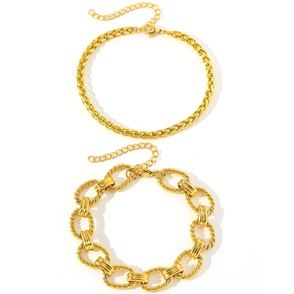 Stainless Steel Bracelet Set Minimalist New Popular Chain Atmospheric Bracelet For Women Jewelry Non-fading High-quality Gifts