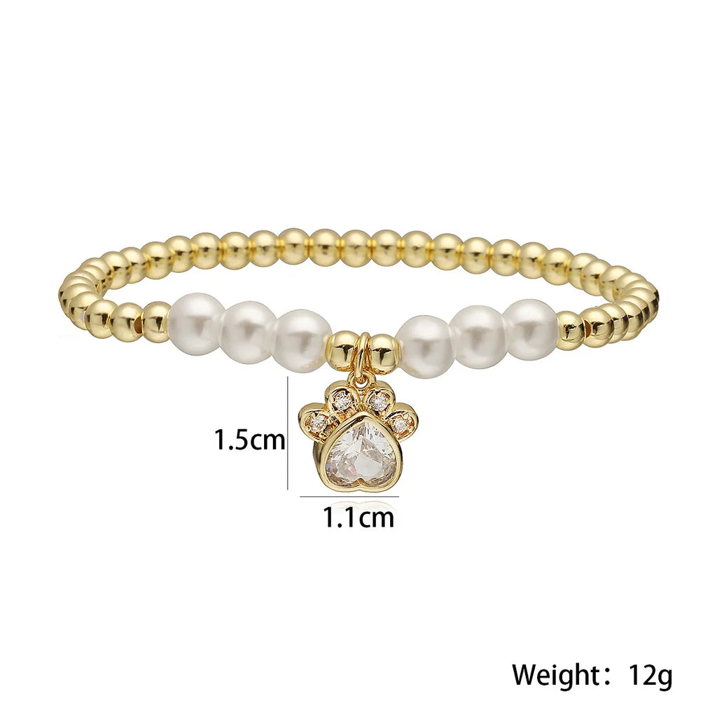 NEWBUY Non-Fading Gold Color Copper Jewelry AAA CZ Zircon Paw Charm Beads Bracelets For Women Party Jewelry