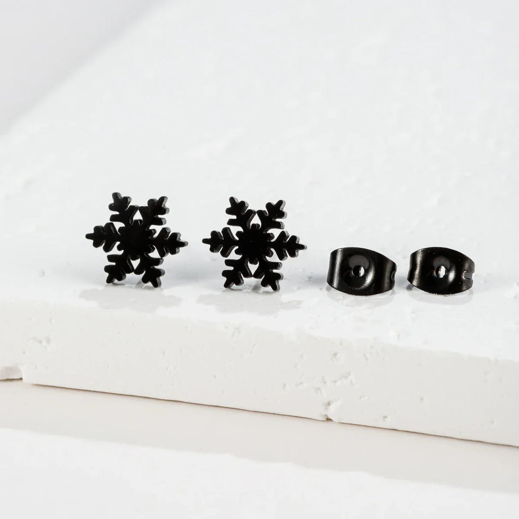 High Quality Stainless Steel Stud Earrings Girl Snowflake Elk Deer Silver Color Tragus Piercing Women'S Earrings Christmas Gifts