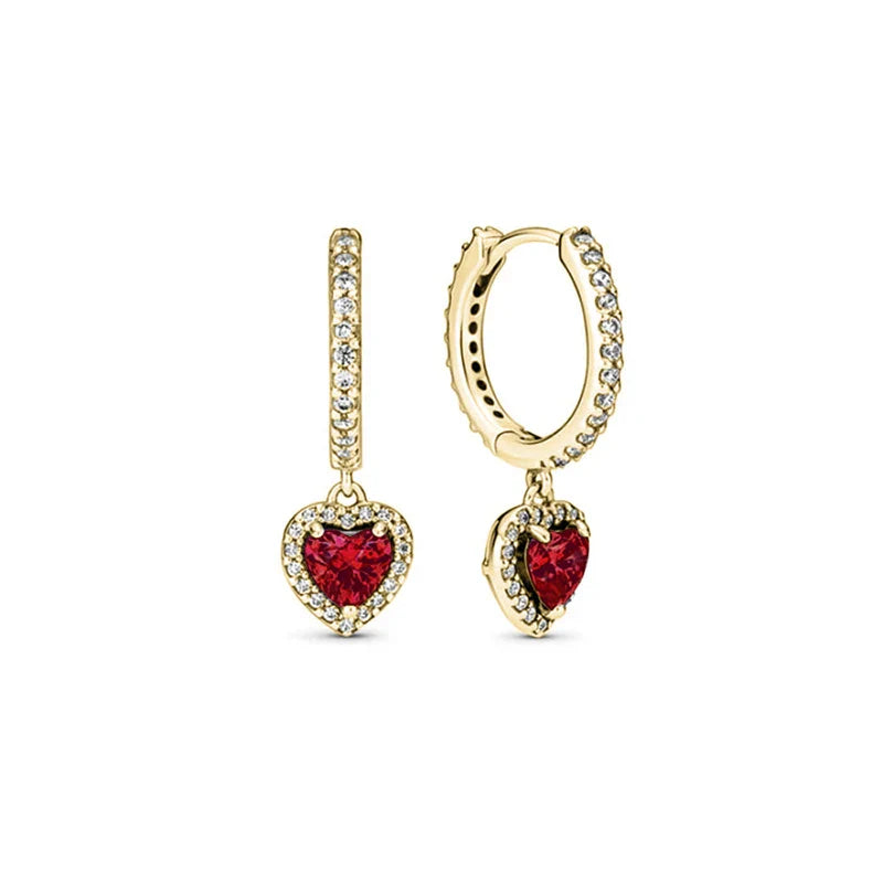 New S925 Silver Heart Stone Stud Earrings Suitable for Valentine's Day, Mother's Day, Anniversary Gift DIY Charm Jewelry