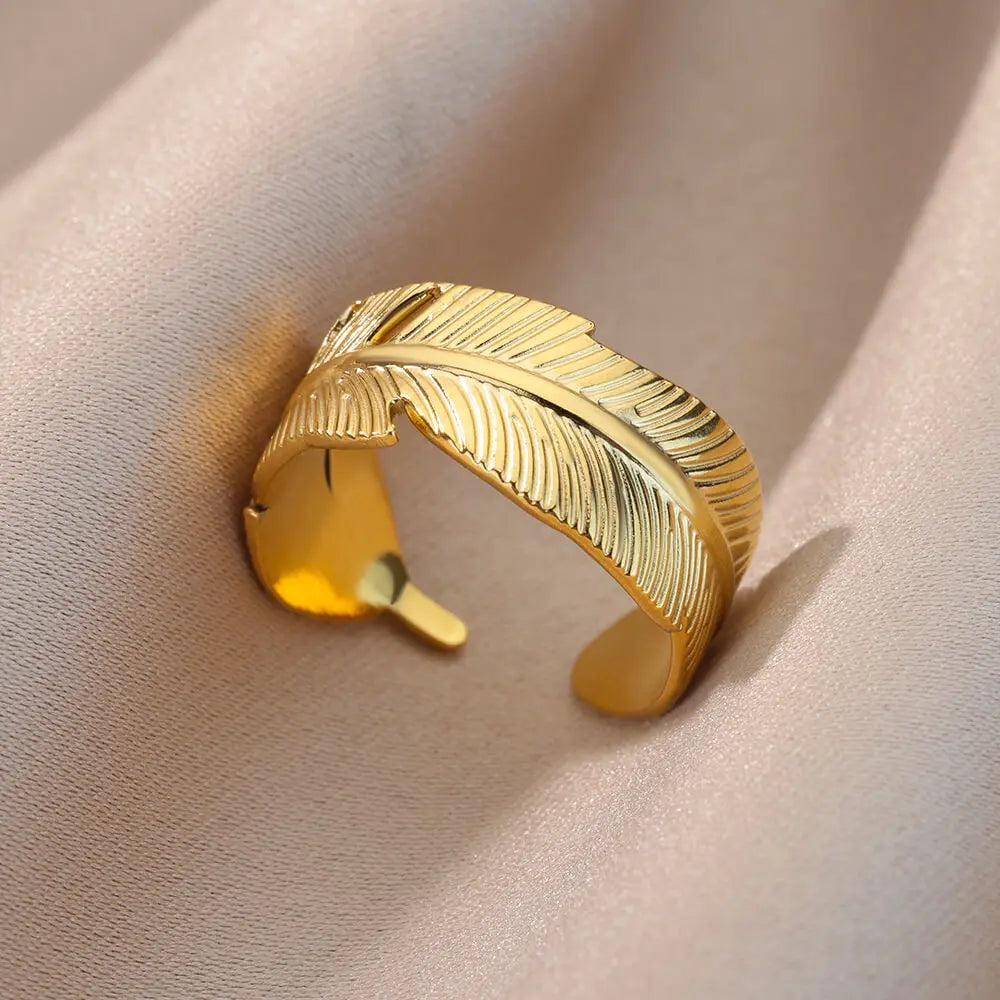 Irregular Hollow Opening Rings For Women Stainless Steel Gold Color Geometric Ring Party Christmas Jewelry Gift Free Shipping