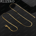 ALIZERO 18K Gold Exquisite 2mm Flat Chain Necklaces 16/18/20/22/24/26/28/30 Inches Women Men Fashion Fine Jewelry Wholesale