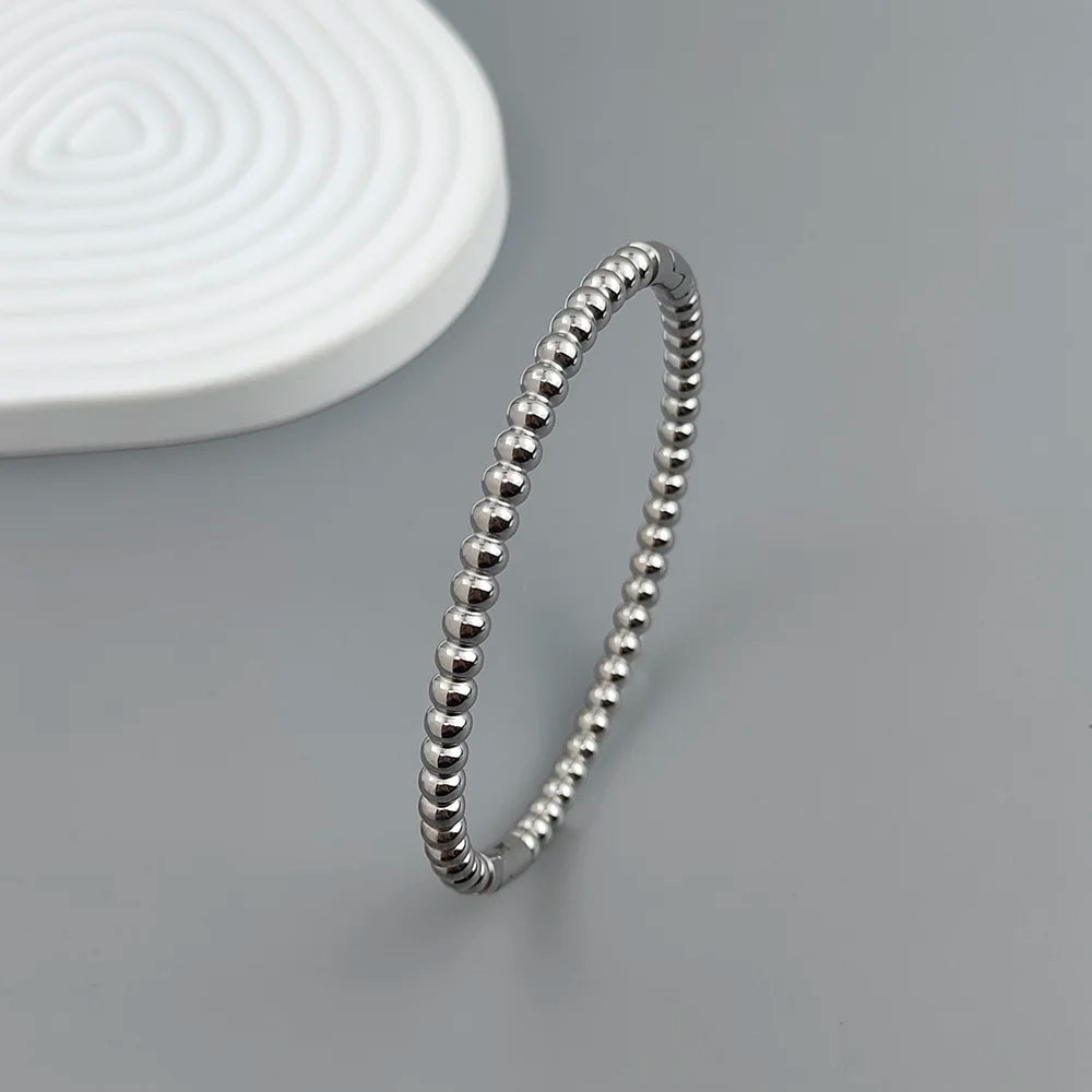 New stainless steel ball bead gold-plated bracelet, classic O-shaped silver bracelet for women, wedding party jewelry
