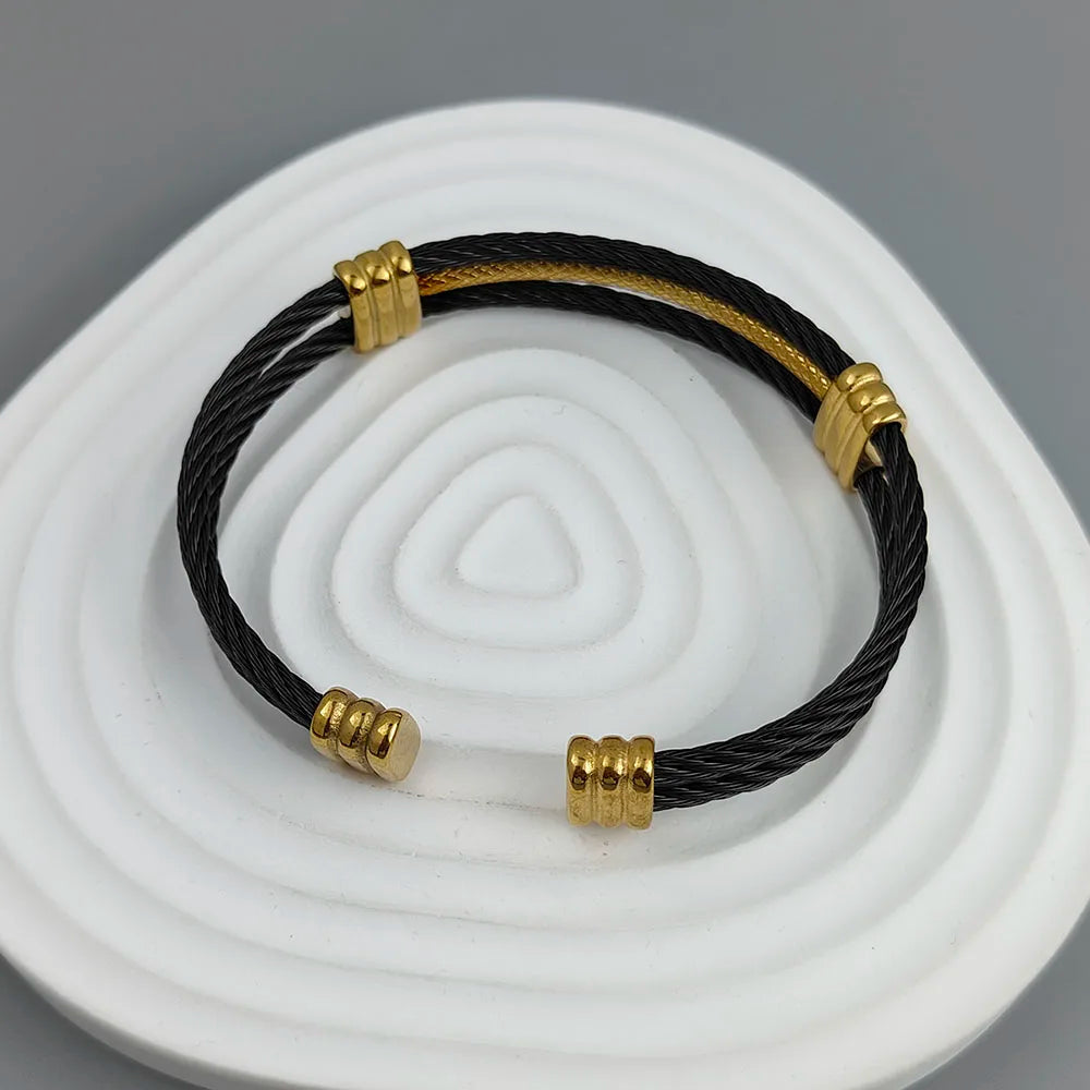 New three-layer steel wire mesh gold-plated stainless steel bracelet 18K, high quality waterproof couple bracelet, wife gift