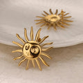 Punk Sun Face Stud Stainless Steel Earrings For Women Gold Color Star Piercing Ear Accessories Femme Gothic Jewelry Party Gift