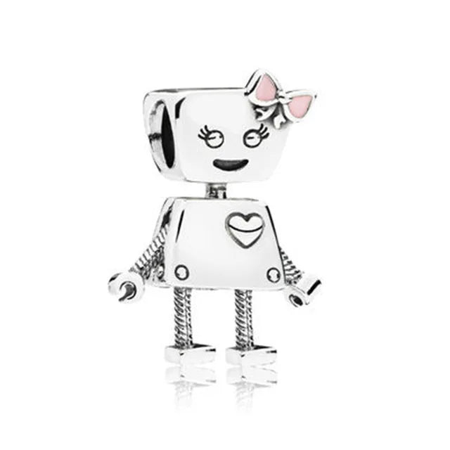 2026 New S925 Silver Robot Cross Digital Pendant, Suitable for Original Bracelets, DIY Accessories, Women's Charm Jewelry Gifts