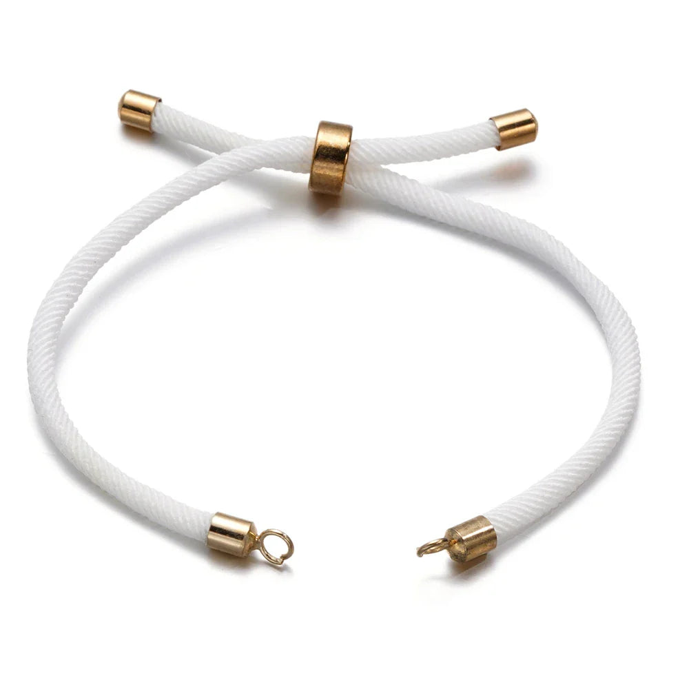 1pc Adjustable Nylon Braided Twisted Cords Slider Friendship Bracelets with Brass Cord End for Jewelry Making DIY Findings