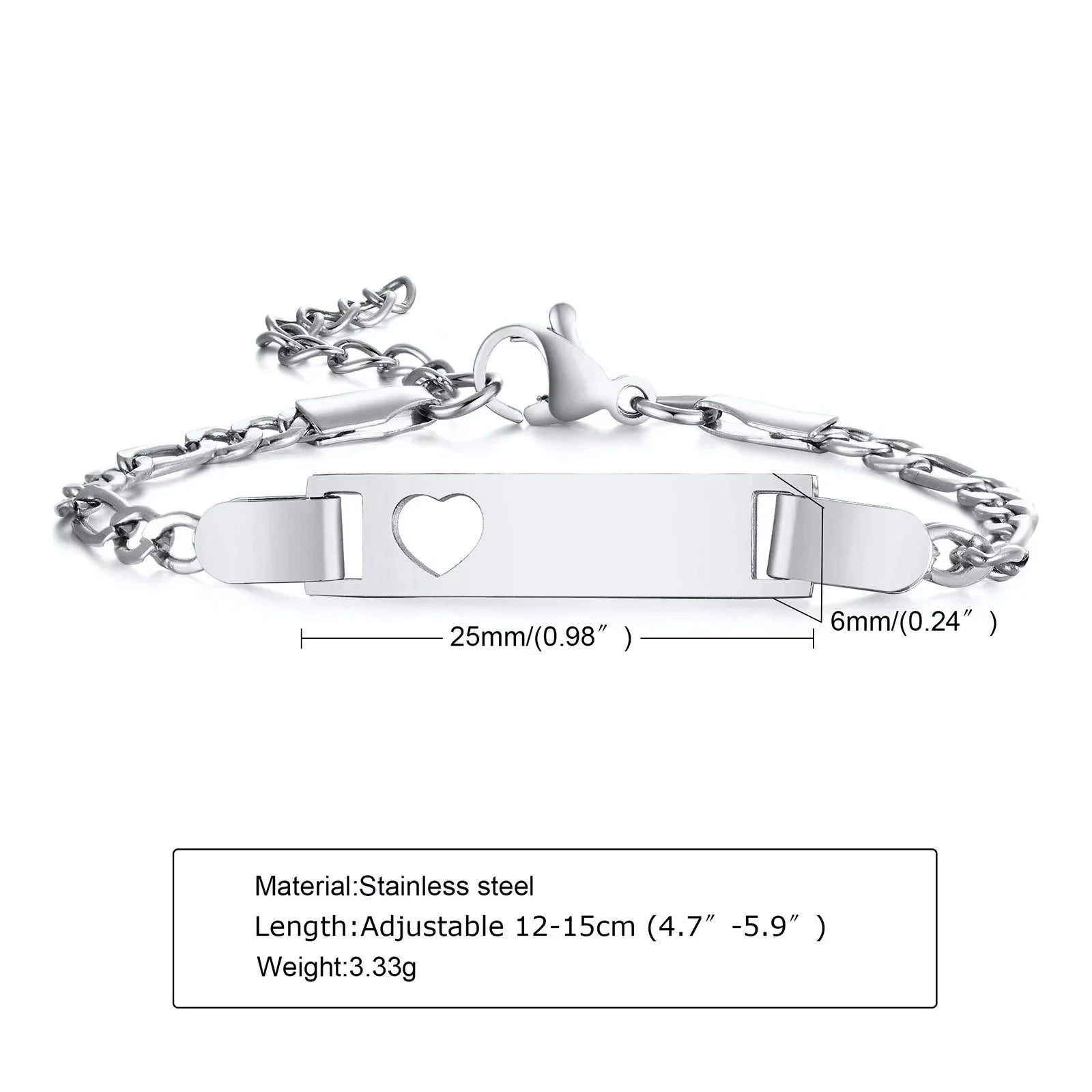 Custom Personalized Name ID Bracelet Gilrs Boy Gifts, Stainless Steel Curb Chain Link Crown Bracelet Not Allergic