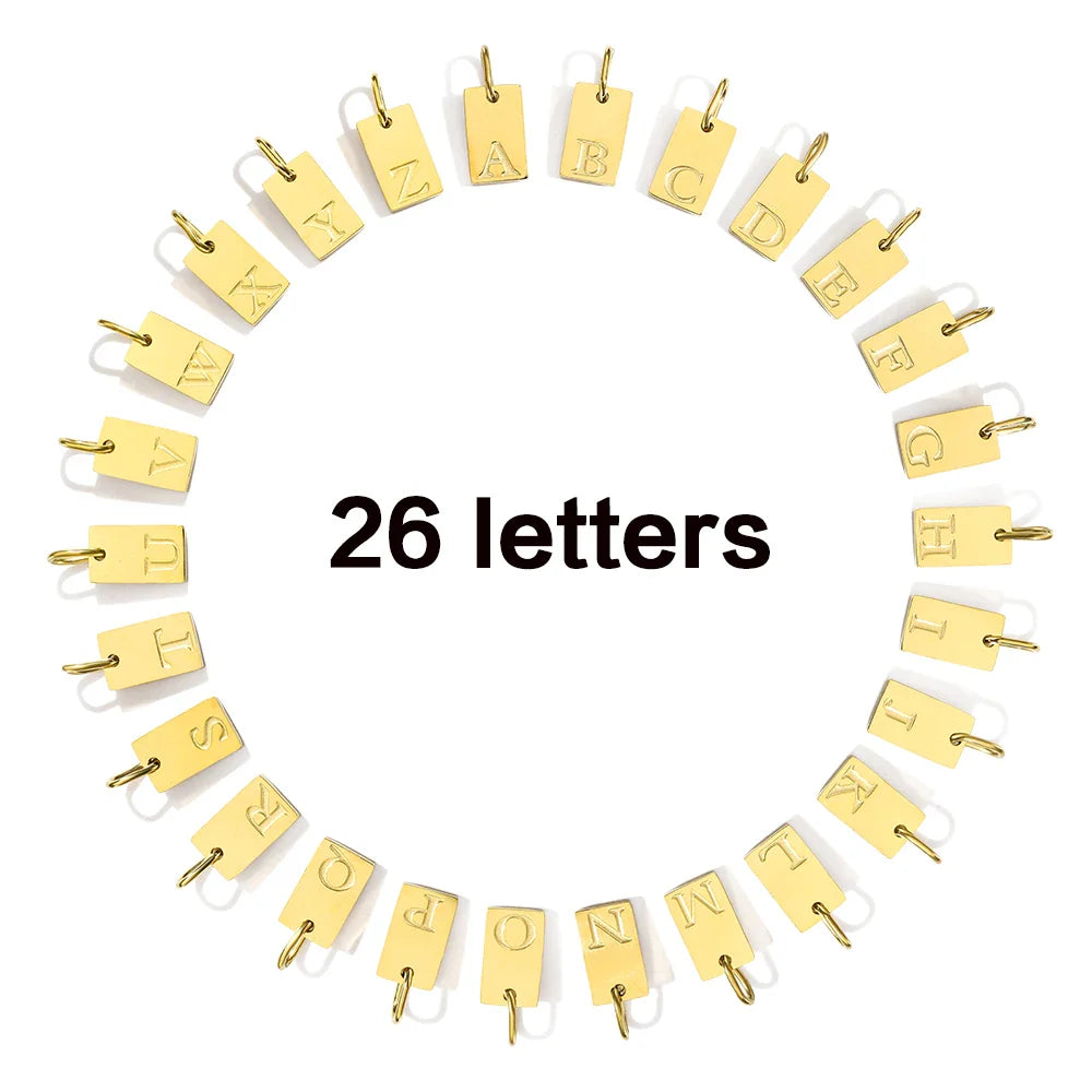 Alphabet Charm Pendant for Necklaces Stainless Steel Jewelry DIY Engraved Lettering Accessories Women's Fashion Jewelry