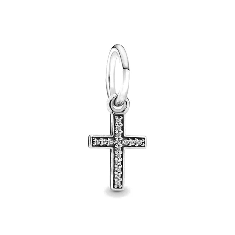 2026 New S925 Silver Robot Cross Digital Pendant, Suitable for Original Bracelets, DIY Accessories, Women's Charm Jewelry Gifts
