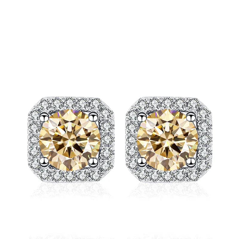 NeeTim 0.5ct 1ct Pink Moissanite Studs Earrings for Women 925 Sterling Silver Black Blue Grey Sparkling Lab Diamond Stud Earring