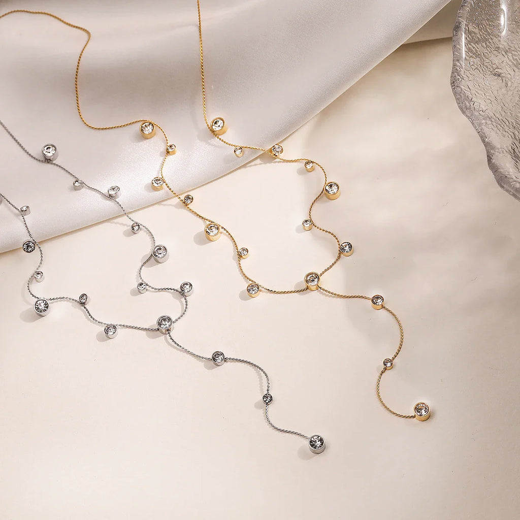 2025 New Arrival Shiny AAA CZ Zircon Silver/Gold Color Choker Necklaces For Elegant Women Stainless Steel Jewelry