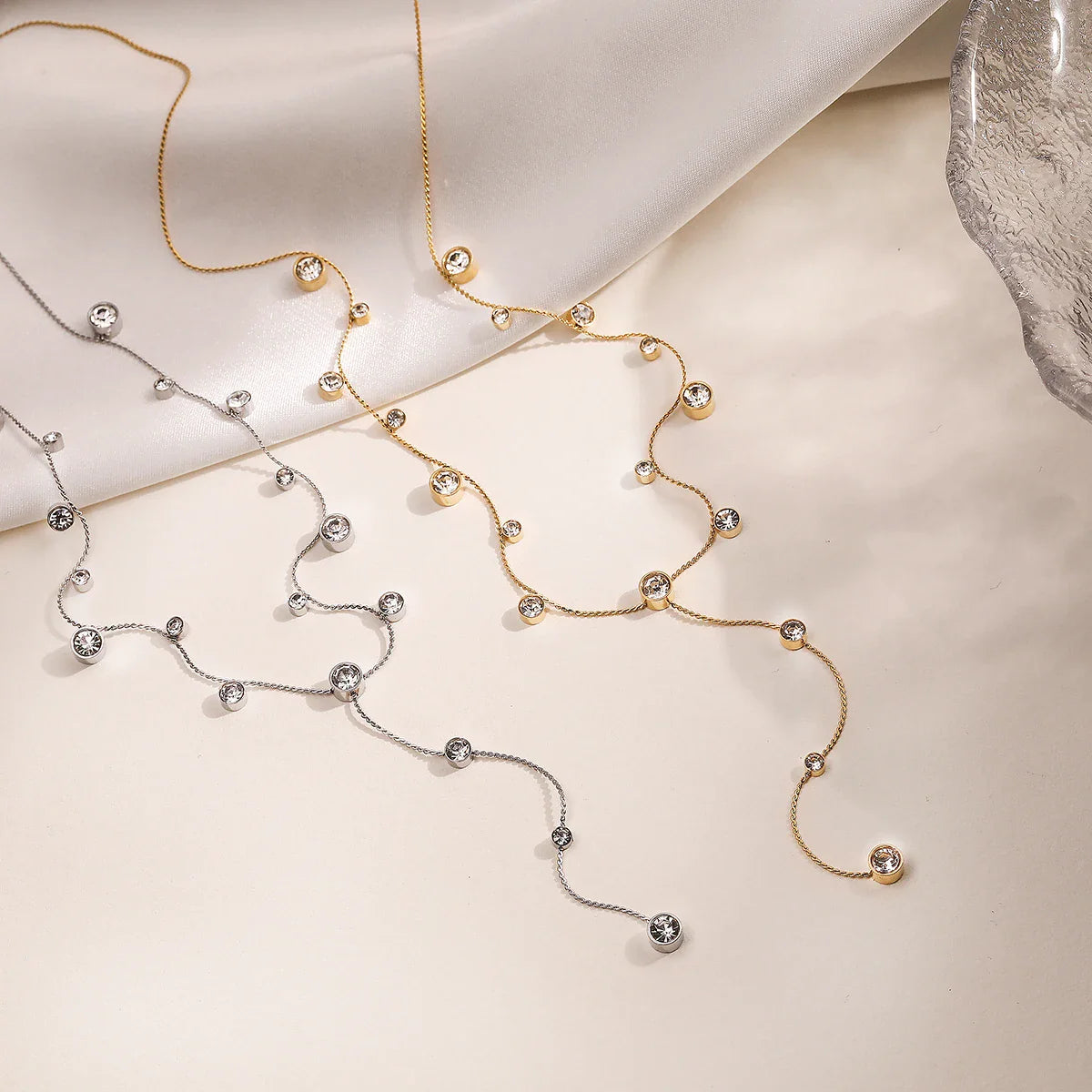 2025 New Arrival Shiny AAA CZ Zircon Silver/Gold Color Choker Necklaces For Elegant Women Stainless Steel Jewelry