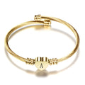 Initial Letter Stainless Steel Cuff Bracelet For Women 26 Alphabet Heart Charm Bangle Female Fashion Birthday Party Jewelry
