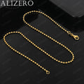 ALIZERO 18K Gold 2mm Beads Base Chain Necklaces 16-30 Inches Women Man Fine Jewelry Wholesale Personality Trend Bead Necklace