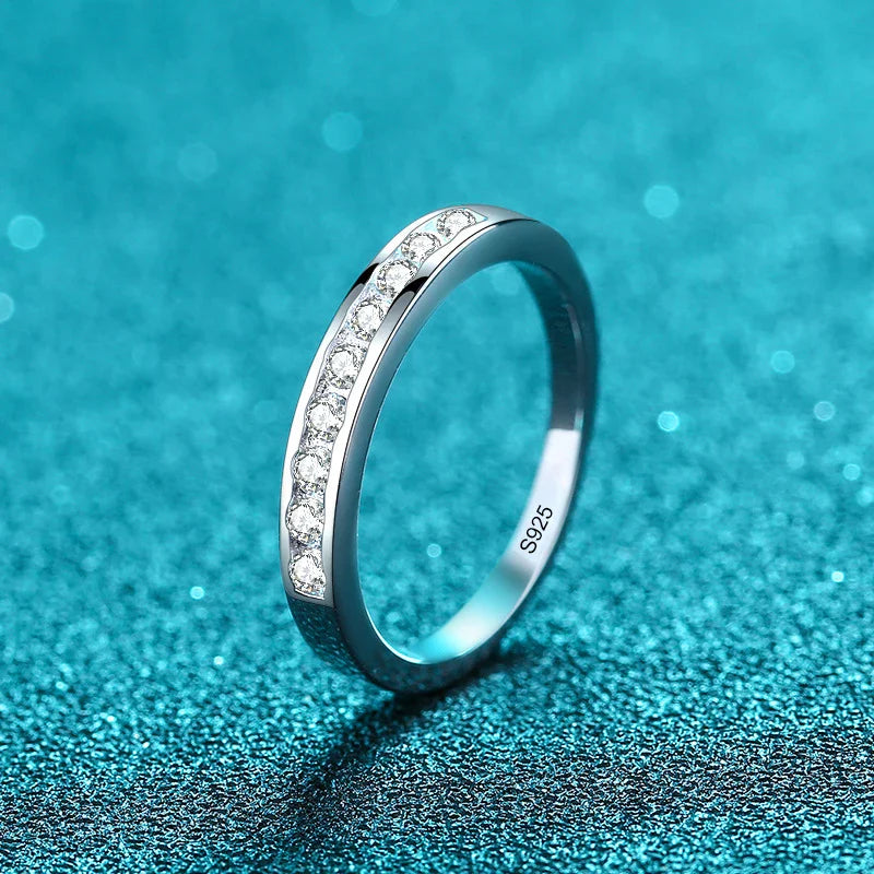 NeeTim 2mm Moissanite Ring for Women 925 Sterling Silver Rings with Gold Plated Wedding Bridal Proposal Promise Engagement Band