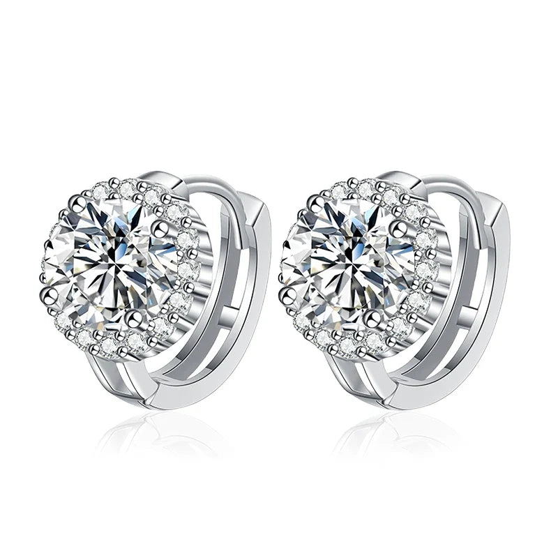 NeeTim 0.5ct 1ct Pink Moissanite Earrings Women S925 Silver Black Blue Green Grey Rainbow Lab Diamond Wedding Studs Earring