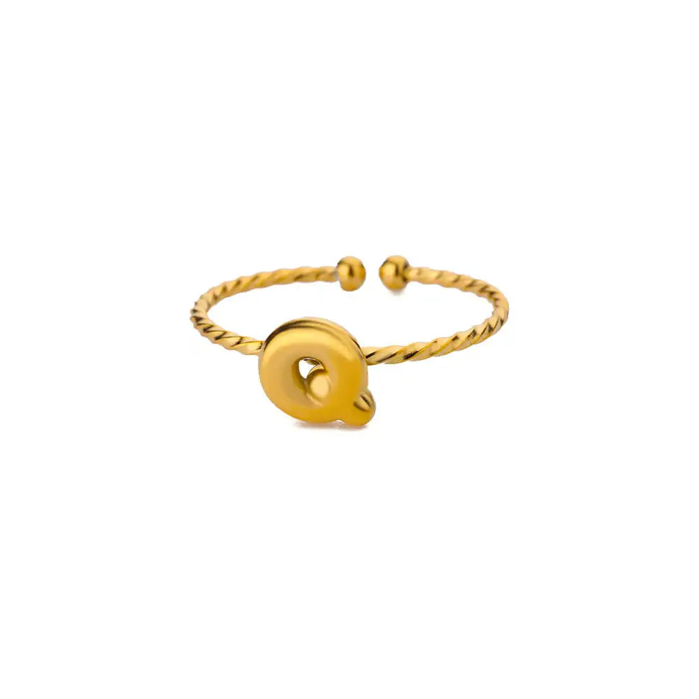 Cute Chunky Initial Letter Rings For Women Gold Color Stainless Steel A-Z Letter Adjustable Ring Aesthetic Wedding Jewelry Gift