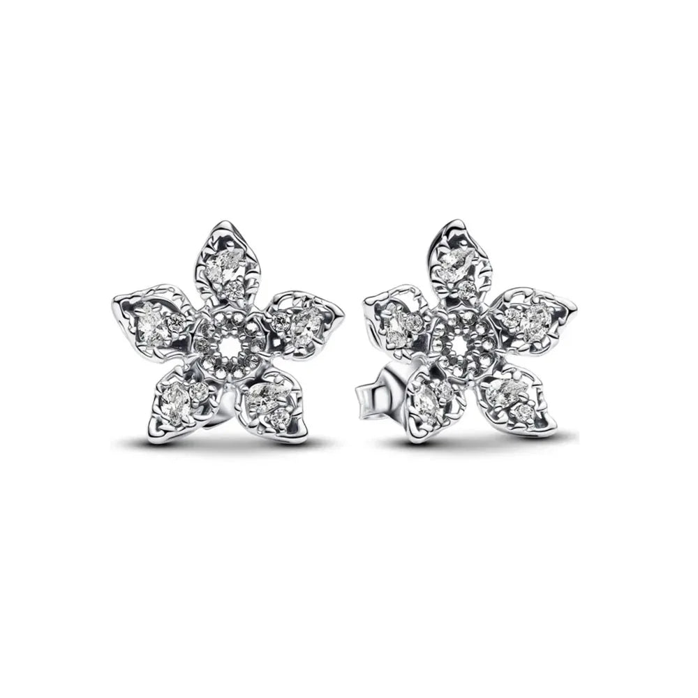 Christmas Gift Hot Selling 925 Silver Blue Stone Flower Stud Earrings Fit Women's Festival Exquisite Charm Jewelry Gifts