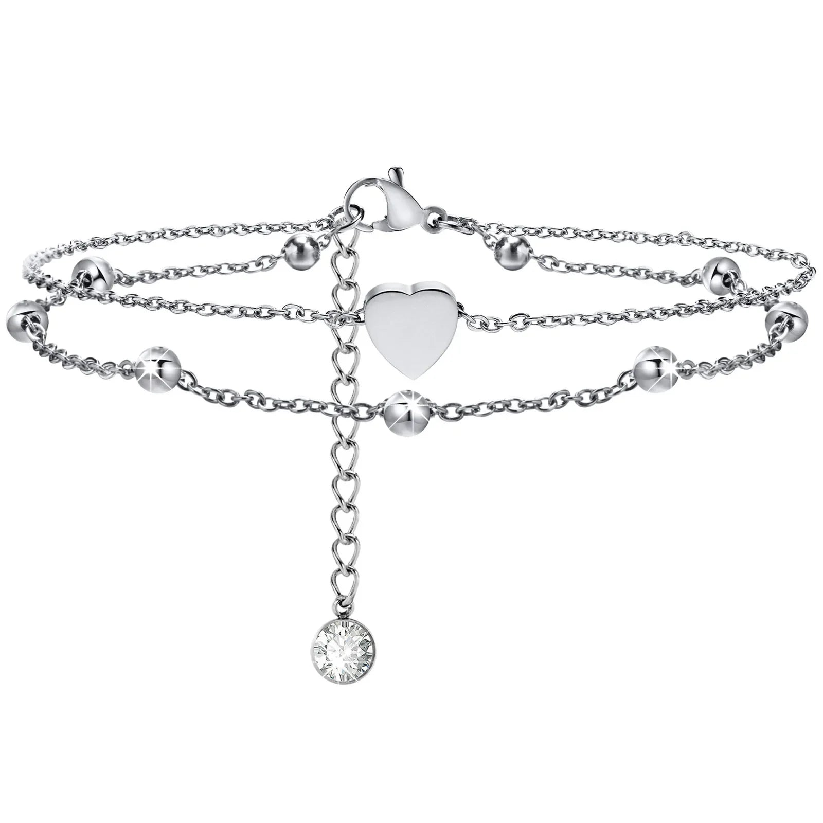 Snake Chain Anklet for Women Girls Adjustable Summer Beach Chain Anklet Bracelet Mother's Day Gifts Stainless Steel Not Allergic