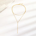 DOTIFI Stainless Steel Fashion Commuter Y-Shaped Fringe Necklace Minimalist Double-Layer Collarbone Chain Jewellery For Women