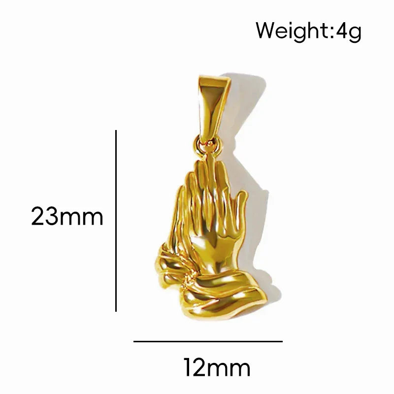 18K Gold Plated Stainless Steel Pendant Vintage Egyptian Pharaoh Portrait Lion Skull & Ghost Hand Charms Trendy Jewelry