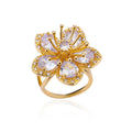 Luxury Colorful Zircon Flower Rings For Women Gold Color Stainless Steel Opening Ring Fashion Wedding Party Aesthetic Jewelry