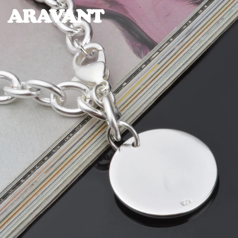 Aravant 925 Silver Round Bracelet Chains For Women Fashion Wedding Jewelry Accessories