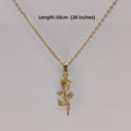 New Gold Plated Rose Flower Pendant Necklace Simple Vintage Clavicle Chain Stainless Steel Necklace for Men Women Jewelry Gifts
