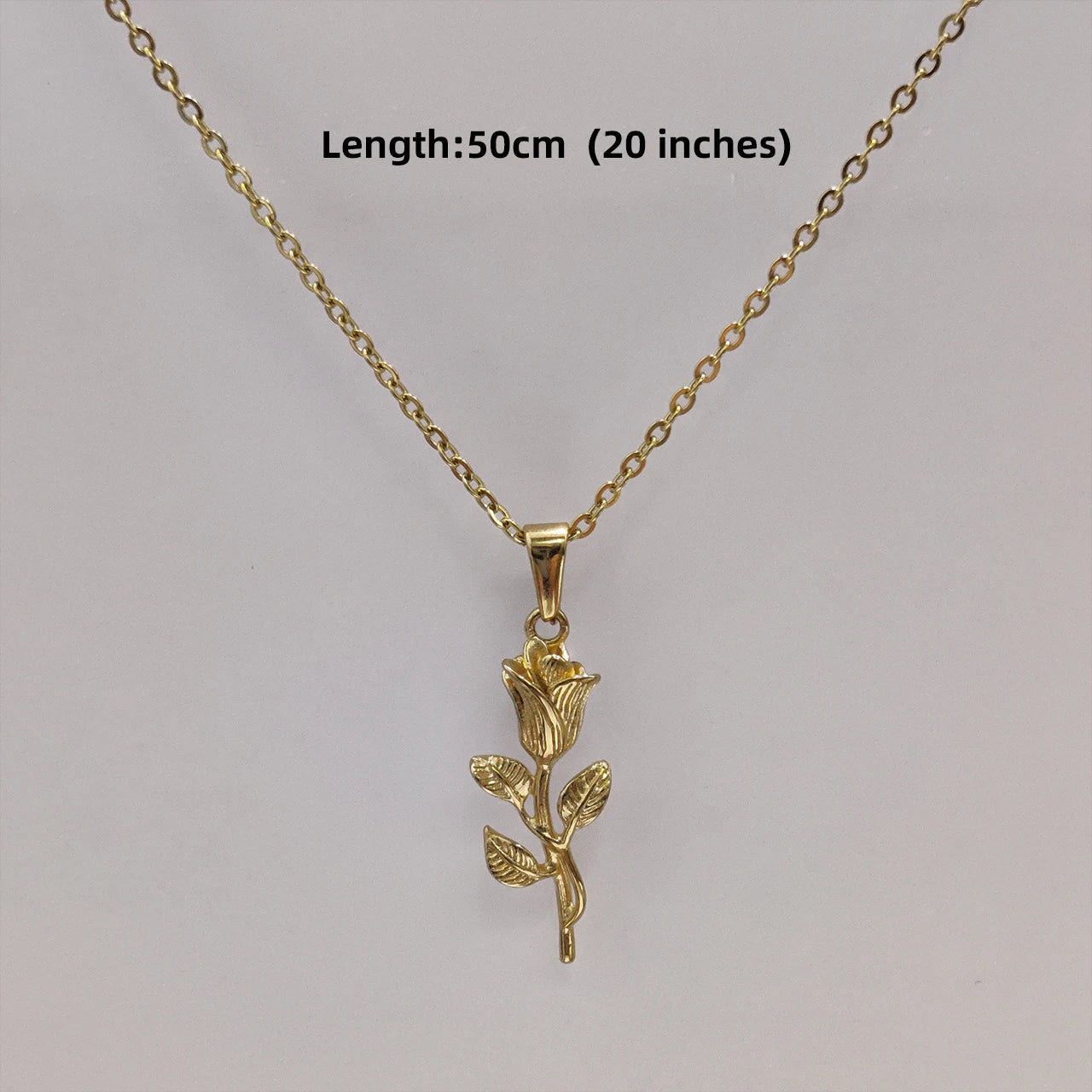 New Gold Plated Rose Flower Pendant Necklace Simple Vintage Clavicle Chain Stainless Steel Necklace for Men Women Jewelry Gifts