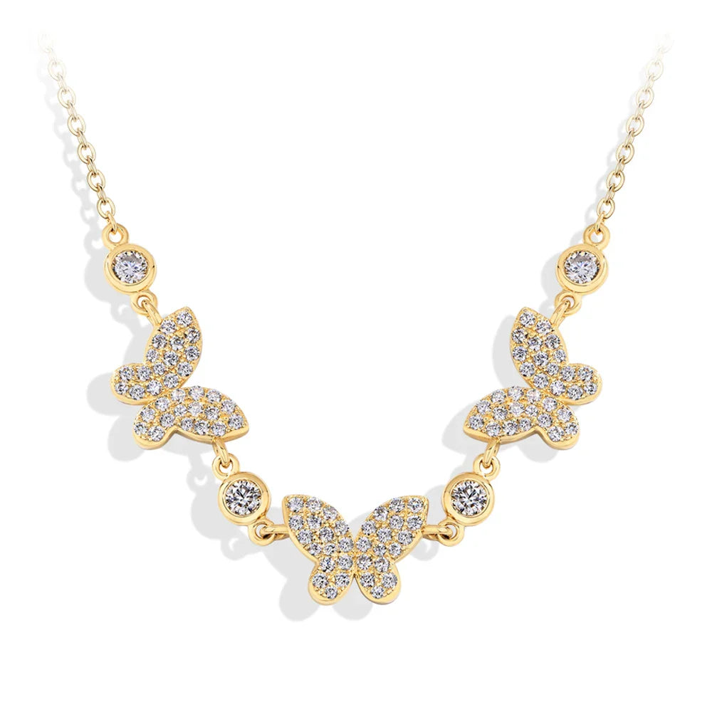 MINTYBOX S925 Silver Butterfly Moissanite Necklaces 18k Gold Plated D/VVS1 Lab Diamond 40+5cm for Women Brithday Jewelry Gift