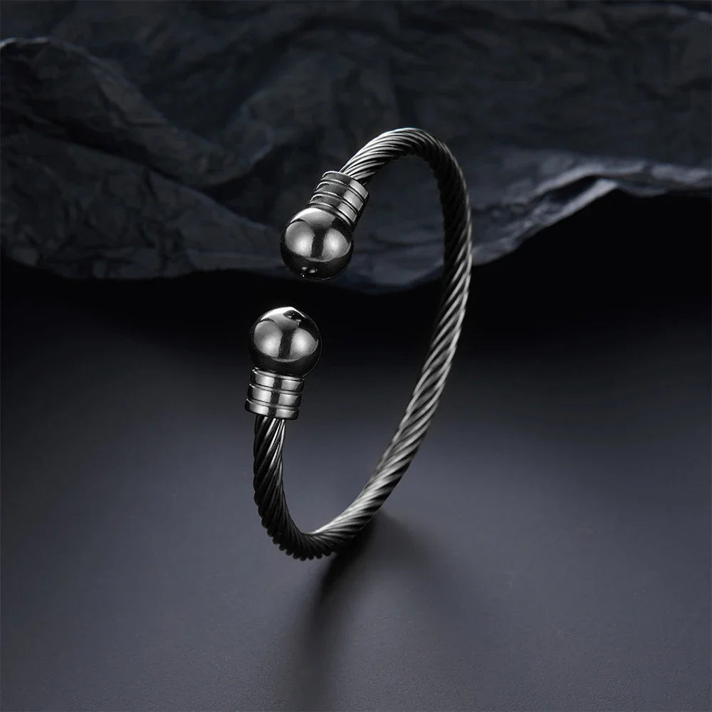 Luxury Stainless Steel Braided Open Men Women Charm Cuff Bracelet Gold Silvery Ball Jewelry Accessories Bracelets Bangles