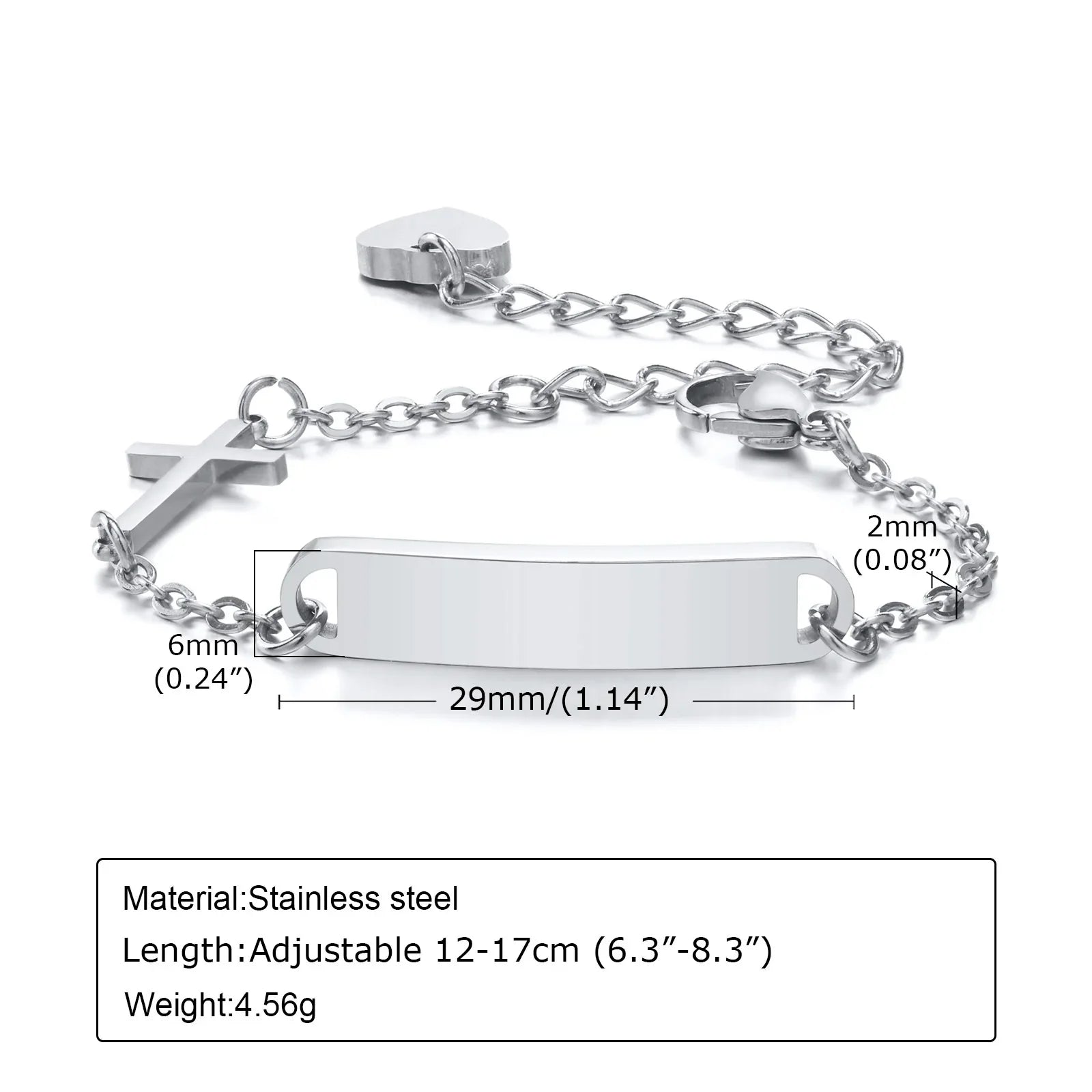 Custom Personalized Name ID Bracelet Gilrs Boy Gifts, Stainless Steel Curb Chain Link Crown Bracelet Not Allergic