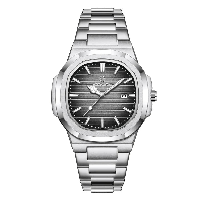 2026 New Luxury Military Man Watch Square Waterproof Luminous Date Week Men Watch Stainless Steel Quartz Men's Watches Reloj+box